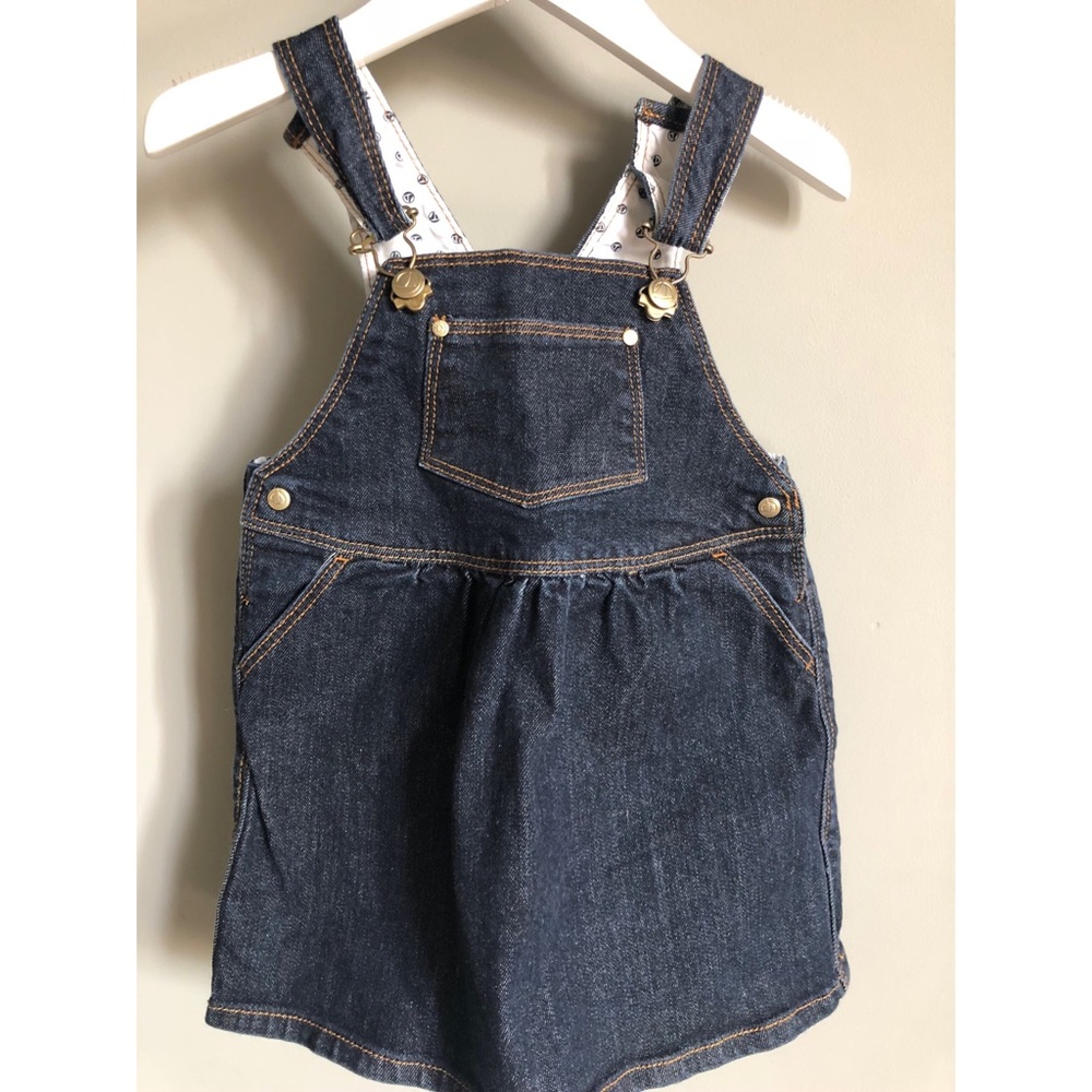 Petit Bateau denim skirt overalls, lined.